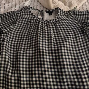 Ann Taylor Navy and White Checkered Top